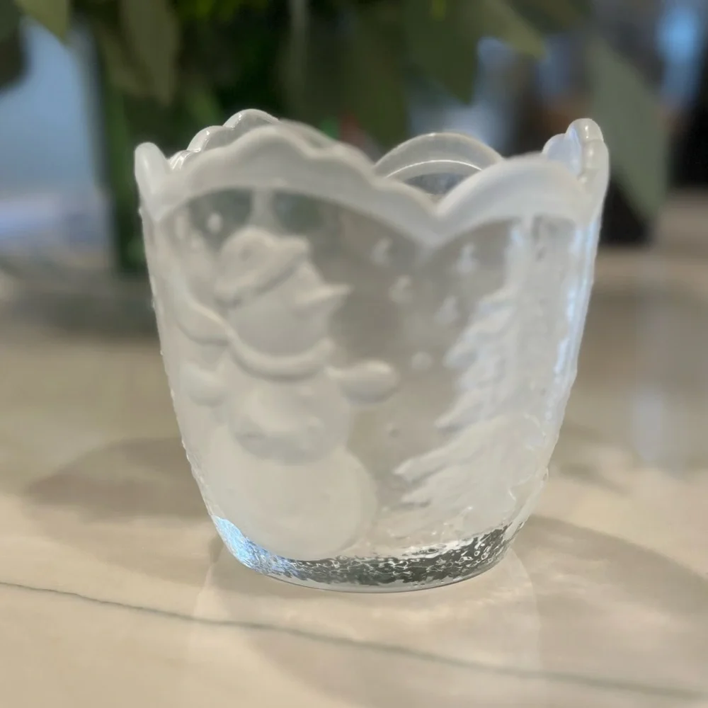 Crystal snow village decor votive holder or candy holder
